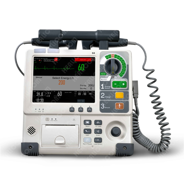 S8 แบบพกพา AED ฉุกเฉินอัตโนมัติตรวจสอบเครื่องกระตุ้นหัวใจด้วยหัวใจภายนอก